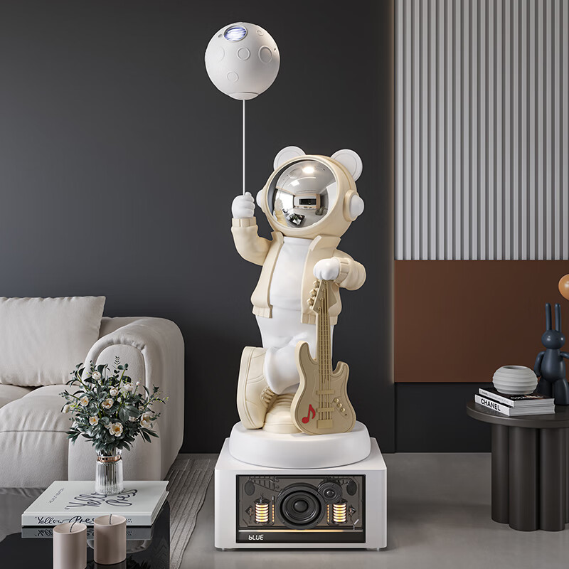Jizhao Astronaut Astronaut Large Ornament Floor-standing Audio Living Room Ornament TV Cabinet Sofa Decoration Housewarming Gift Beige K-Song Audio 2.0 + Xiaoai Speaker + Starry Sky Lamp