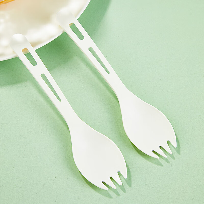 SHUANG YU disposable forks and spoons 50 pieces individually packed corn-based plastic spoons and cutlery fruit cake ice cream forks and spoons