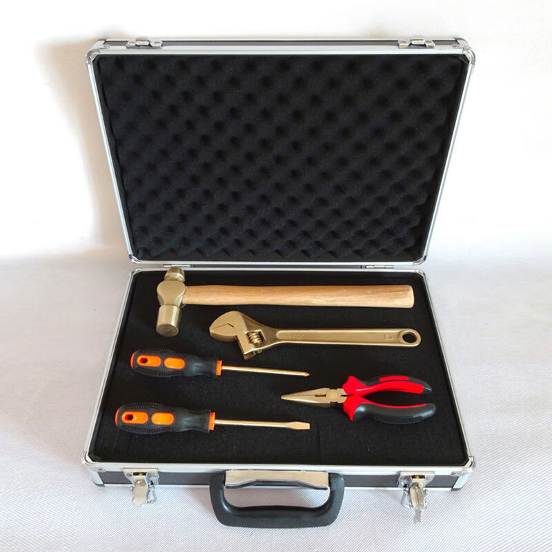 Yeyu 10-piece explosion-proof combination tool set, special explosion-proof copper tools for gas stations, including explosion-proof adjustable wrench, 10-piece set hanging bag type A - with explosion-proof certificate