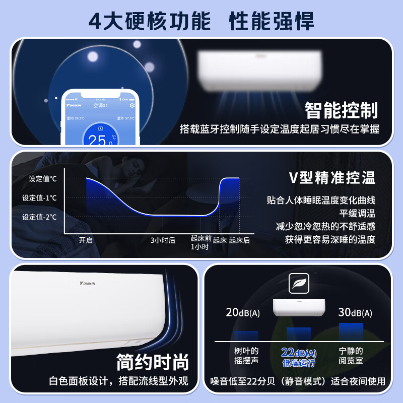 DAIKIN air conditioner Xiaoxin series 1.5 HP, Level 2 energy efficiency, variable frequency heating and cooling, silent and energy-saving, intelligent control, trade-in for new FTXB236WCLW