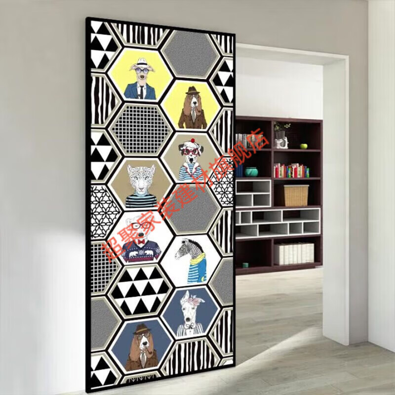 Meikejie Modern Minimalist Ghost Door Sliding Trackless Door Bathroom Cloakroom Kitchen Entrance Partition Track Door Printed Door Painting 01 Customized Product/First Square Meter Price