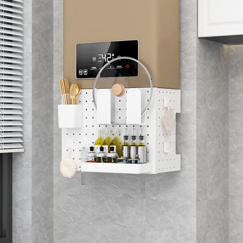 Lishi water heater cover gas pipe decorative hole board kitchen natural gas wall-mounted ugly cabinet storage rack Nordic white length 35 height 30 depth 17 free storage set