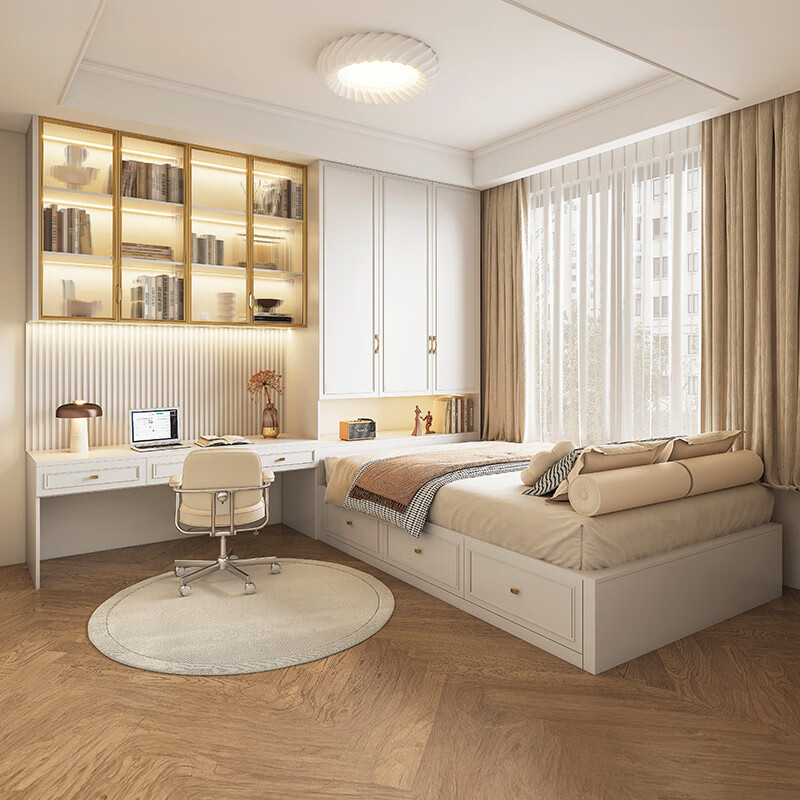 Sophia tatami small apartment bed cabinet integrated light luxury style bed wardrobe bookcase combination integrated second bedroom whole house customization membership bonus (consult customer service to enjoy discounts)