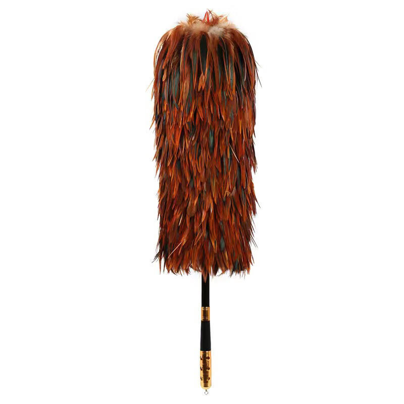 Feather duster removes dust without shedding hair, real household car dust sweeper telescopic cleaning Zenzi old-fashioned chicken feather sweep medium brown