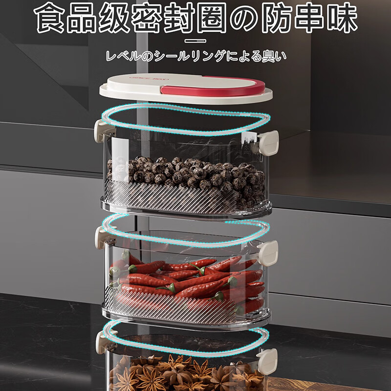 Home story Japanese spice storage box food-grade aniseed seasoning jar home kitchen peppercorns octagonal compartment multi-layer sealing