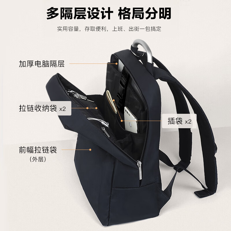 LEXON French brand backpack 14-inch business computer bag men's waterproof backpack commuter notebook school bag gift