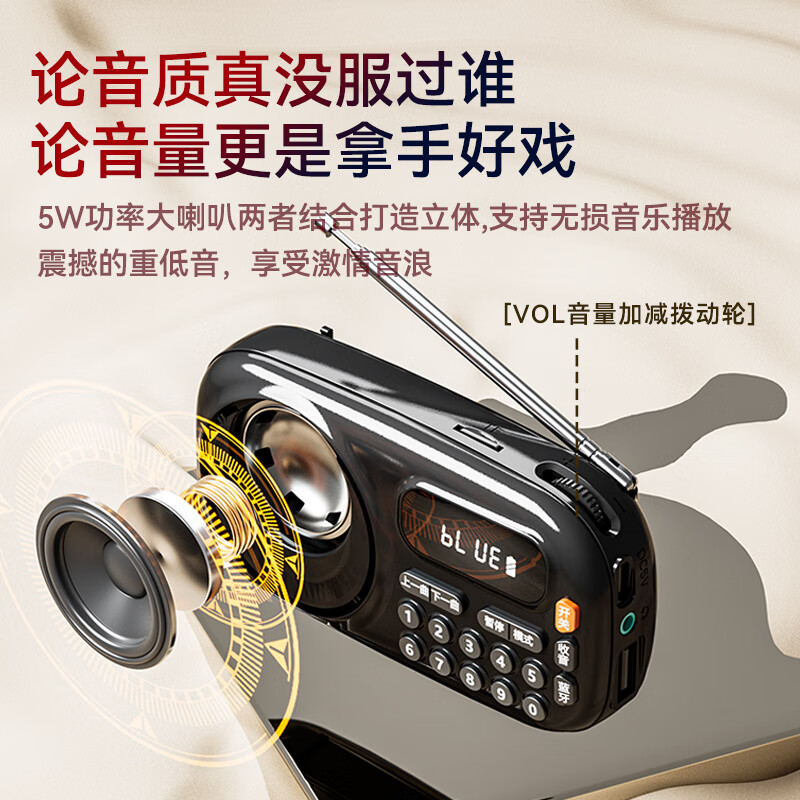 Malata (Malata) B12 Portable Card U Disk Bluetooth Walkman Outdoor Campus Radio Mini FM for the Elderly Radio Black