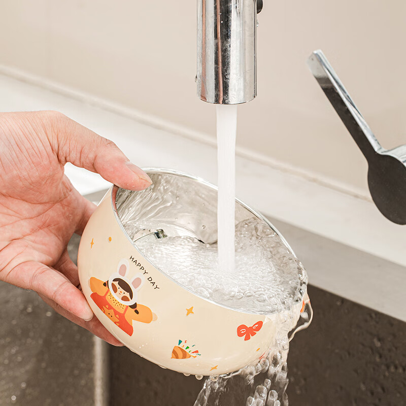 TREEJACK 316L stainless steel children's cartoon rice bowl kindergarten home baby yogurt fruit bowl food supplement bowl noodle soup bowl