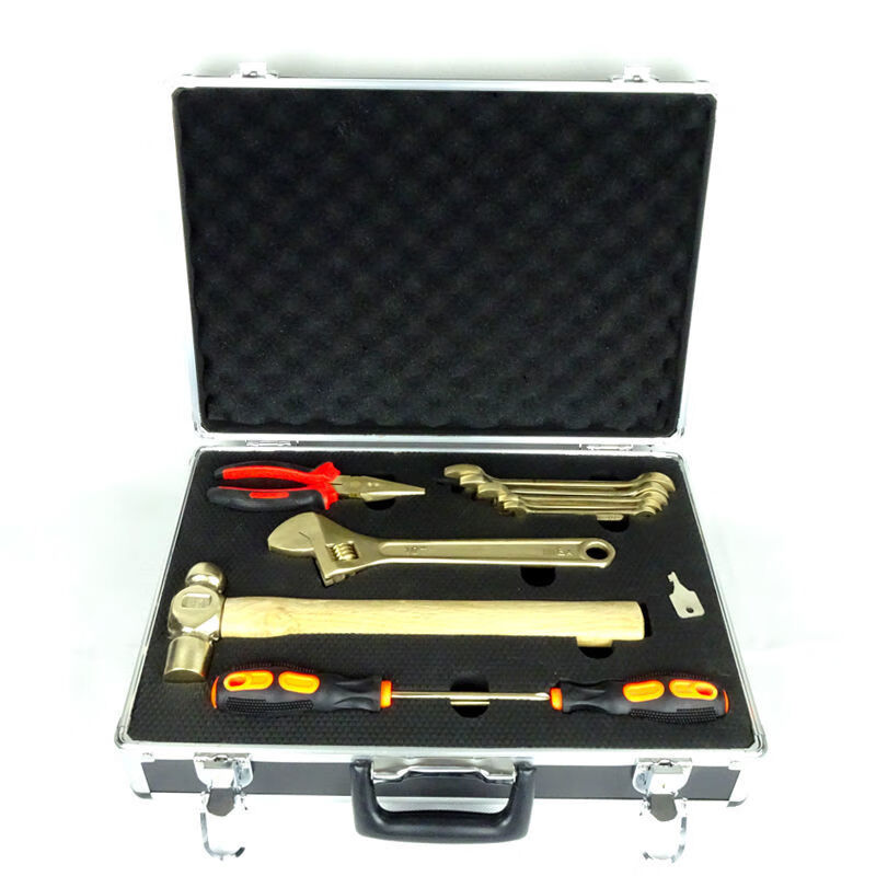 Yeyu 10-piece explosion-proof combination tool set, special explosion-proof copper tools for gas stations, including explosion-proof adjustable wrench, 10-piece set hanging bag type A - with explosion-proof certificate