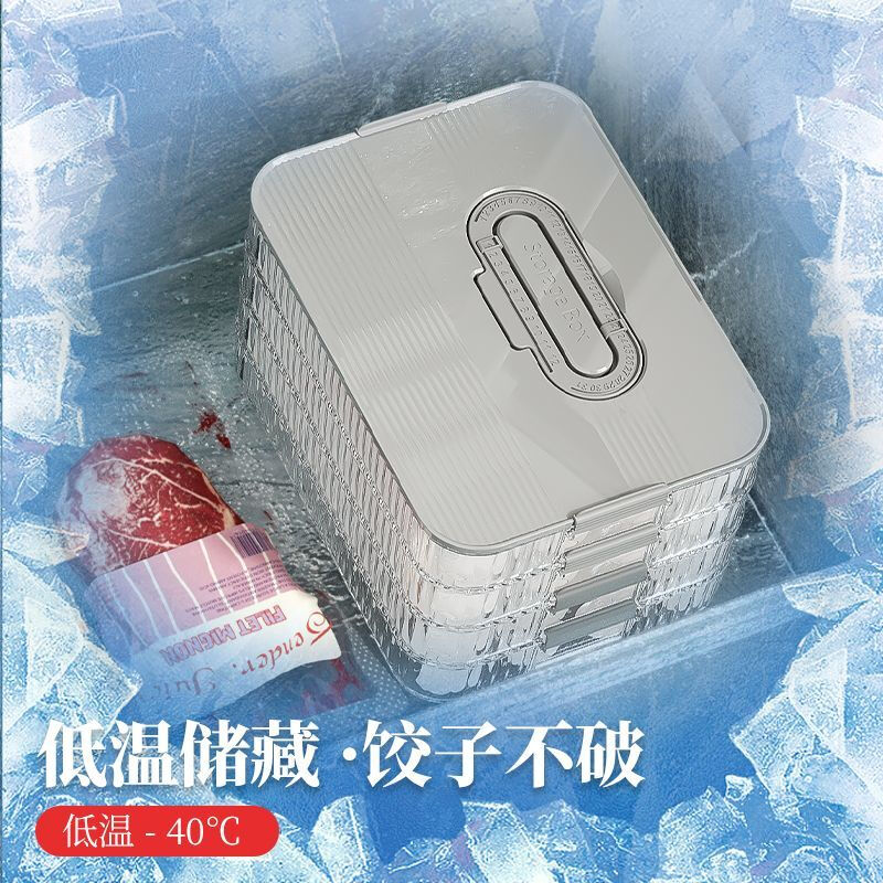 GIOIO thickened frozen dumpling box freezer box household food-grade dumpling special box sealed crisper refrigerator storage box 1 layer 1 cover - larger and thicker - timer (transparent, thick material + physical timing + temperature lock