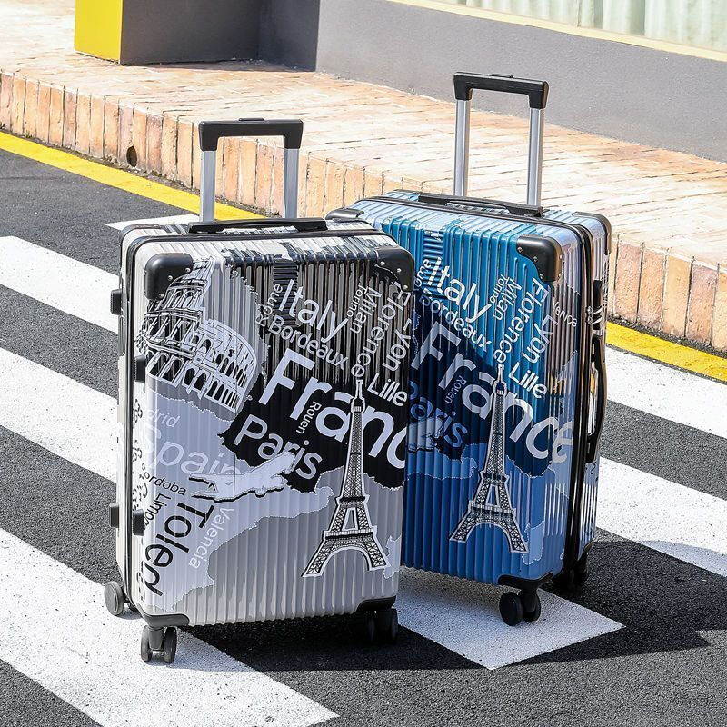 LZJV painted fun graffiti 20-inch suitcase wear-resistant zipper box student large-capacity suitcase silent password box gray iron tower upgraded painting + explosion-proof and wear-resistant 28-inch aluminum alloy anti-collision corner-long-term use