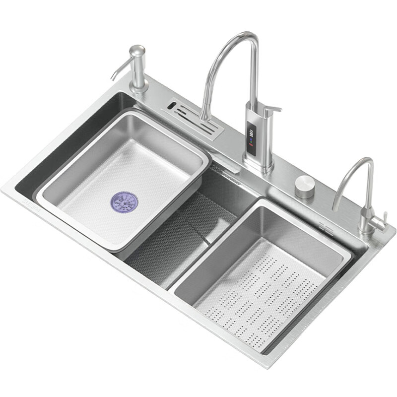 Customized 5MM embossed SUS304 stainless steel original color large single-slot household kitchen sink multi-functional under-counter dishwashing. Need left and right side drainage or Taiwan-controlled drainage. Contact the customer