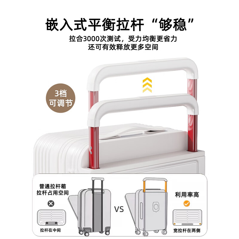 Kangaroo (KANGAROO) wide trolley suitcase new 18-inch small multi-functional lightweight boarding case high-looking student thickened suitcase shell white cup holder + charging interface + hook 18 inches can be boarded by airlines