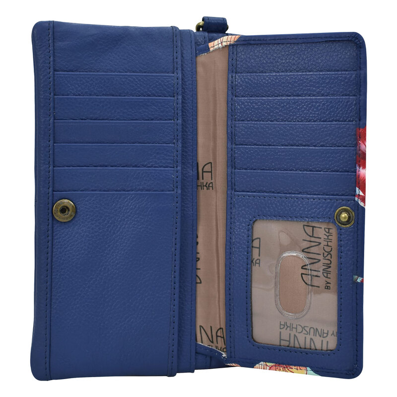 Anna by Anuschka Hand Painted Women's Leather Wristband Storage Wallet, Butterfly Mosaic, Butterfly Mosaic Butterfly Mosaic One Size