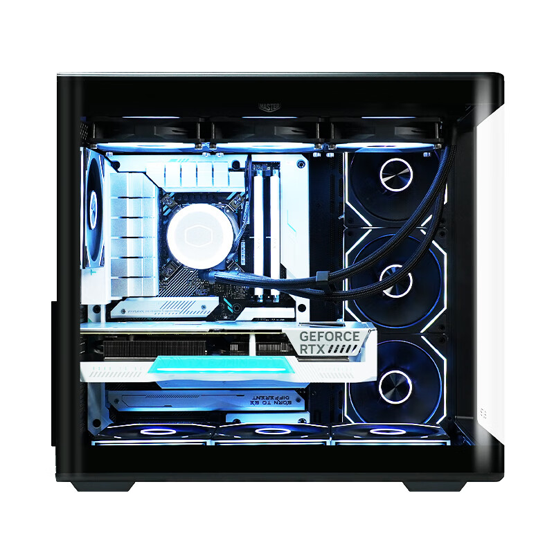 95% new CoolerMaster elite Temple 600 black ATX ocean view case integrated curved glass no columns/supports 360 water cooling/Type-c