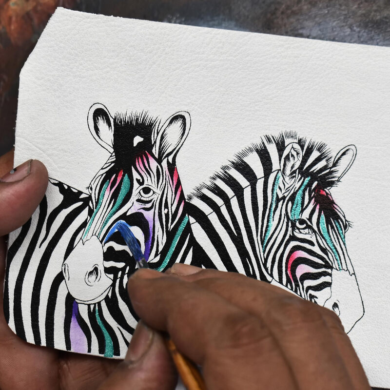 Anna by Anuschka Women's Original Leather Hand-Painted Storage Wallet, Midnight Zebra Midnight Zebra One Size