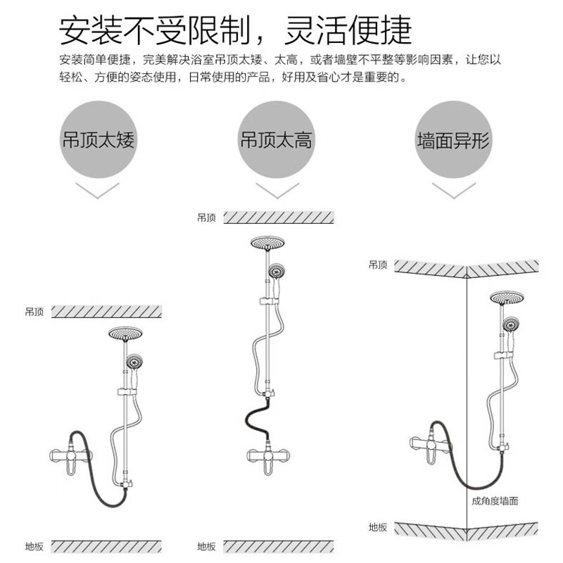 JOMOO JOMOO bathroom shower shower set all-copper exposed shower faucet mixing valve simple shower head B style faucet