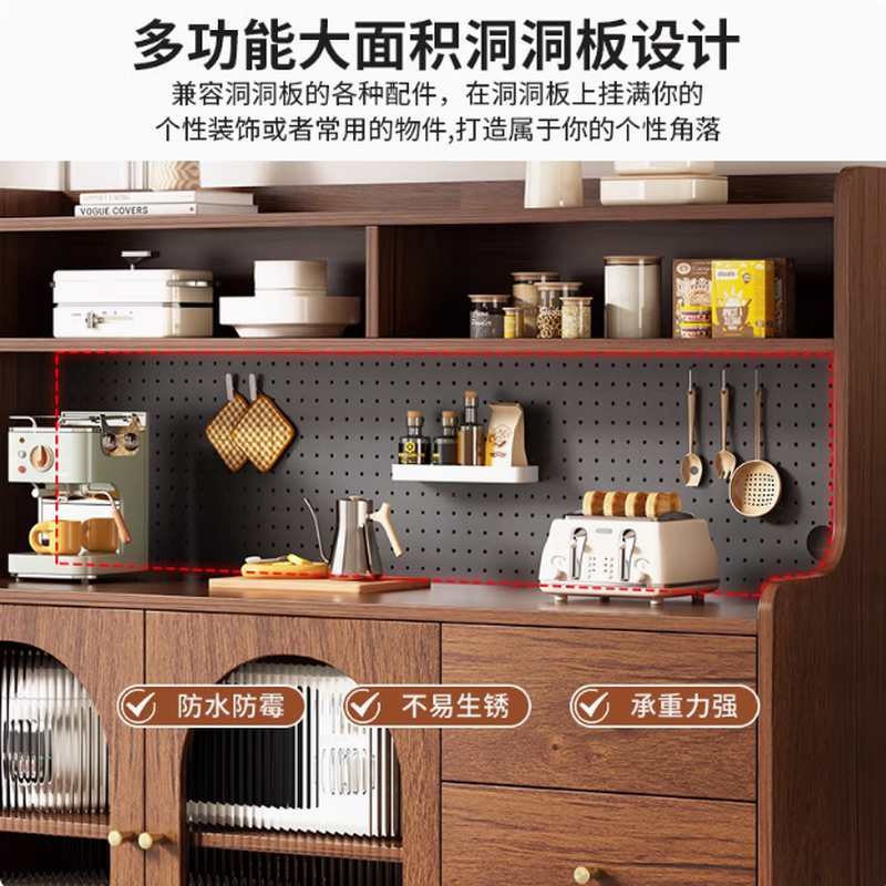 Panjixi Light Luxury Sideboard Multifunctional Cupboard Integrated Living Room Tea Cabinet Wine Cabinet Modern Simple Wall Kitchen Storage Cabinet 60-40-145 Glass Door (Installation Included)