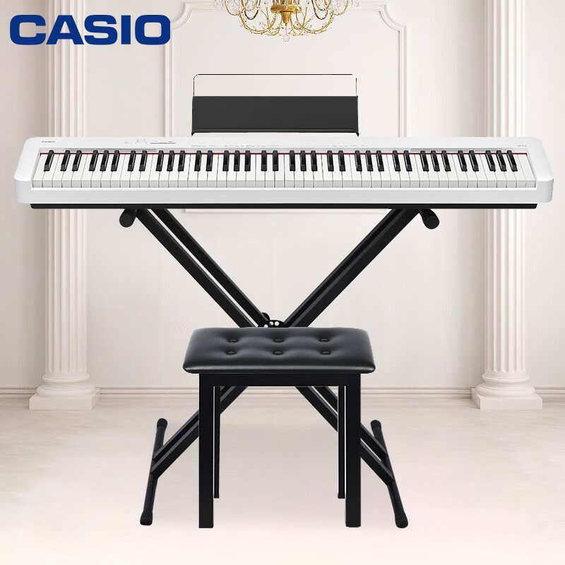 CASIO electric piano CDPS110 white 88-key heavy hammer digital electronic piano, thin and portable model + X stand + piano stool gift package