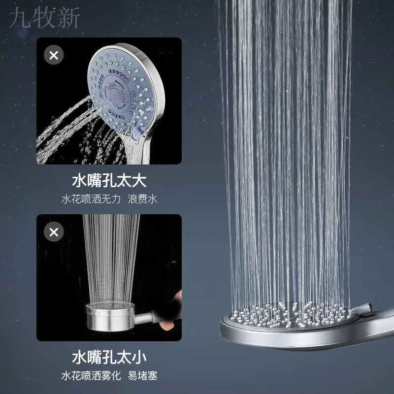 Jomoo new shower head shower water heater shower head bathroom adjustable shower water booster top spray strong encryption 5-speed gray large panel shower 999% air booster single shower head