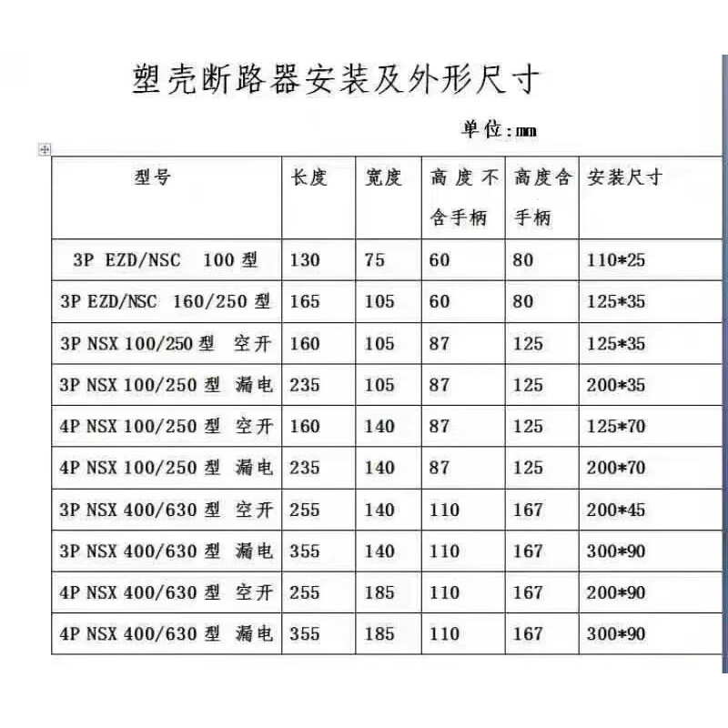 GJXBP plastic case circuit breaker NSX100F250F200F250A400A630A air switch 4P 3P 320A
