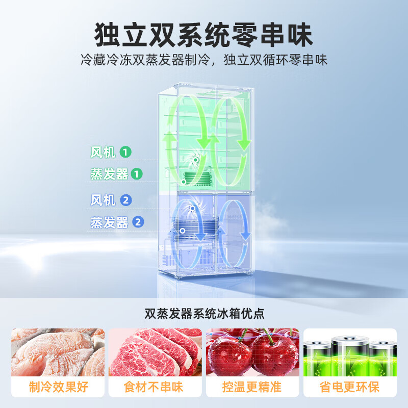 MeiLing dual system zero-flat built-in refrigerator 502 liters household cross-door four-door 60cm thin full-space odor-free frost-free color crystal glass door built-in smart large refrigerator BCD-502WP9BTZX Shu Jin White