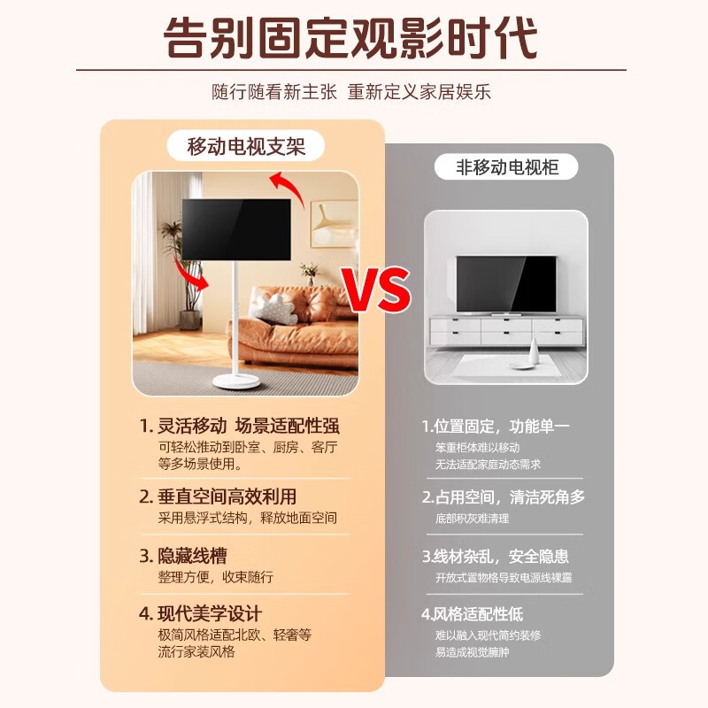 Beishi Movable Monitor Stand Mobile Floor Stand TV Stand Bestie Machine Xpress Screen TV Fitness Projector Large Flat Panel Universal Monitor Stand TV Hanger 10-32 Inch/Screen Rotation 360/Universal Silent Wheel