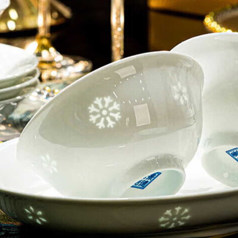 Manyuan underglaze color authentic Jingdezhen high-end porcelain exquisite porcelain tableware dishes set underglaze color housewarming gift box to live and work in peace and contentment Linglong porcelain configuration for 10 people 68-piece set