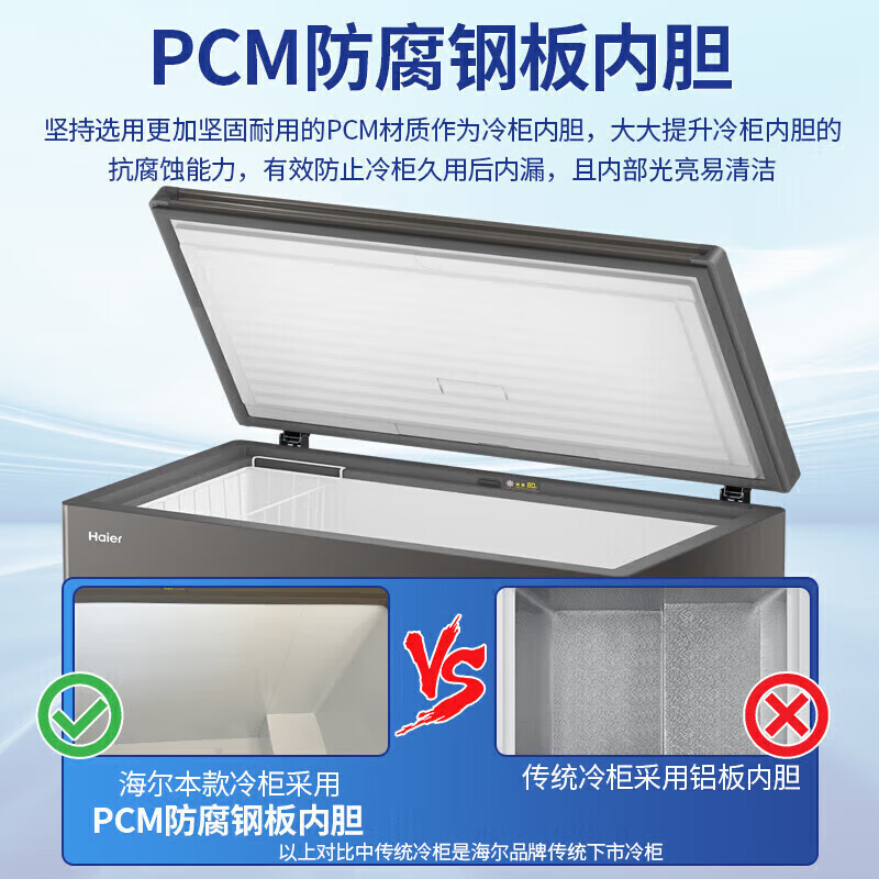 Haier Freezer Commercial Large Capacity Home Freezer Dual-Purpose Freezer Refrigeration and Freezing 300L or More Level 1 Energy Efficiency Energy Saving Horizontal Low Temperature Full Freezing Quick Freezing Preservation Cabinet Hot Sale -35 Cryogenic + Level 1 Energy Efficiency + Double Antibacterial 300L
