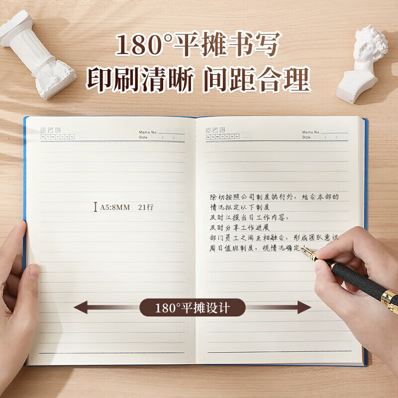 Sheepba leather notepad A5 leather notebook notebook soft surface thickened office special business work meeting record simple diary thickened postgraduate entrance examination thickened A5 simple style 1 deep sea blue (128 pages/book)