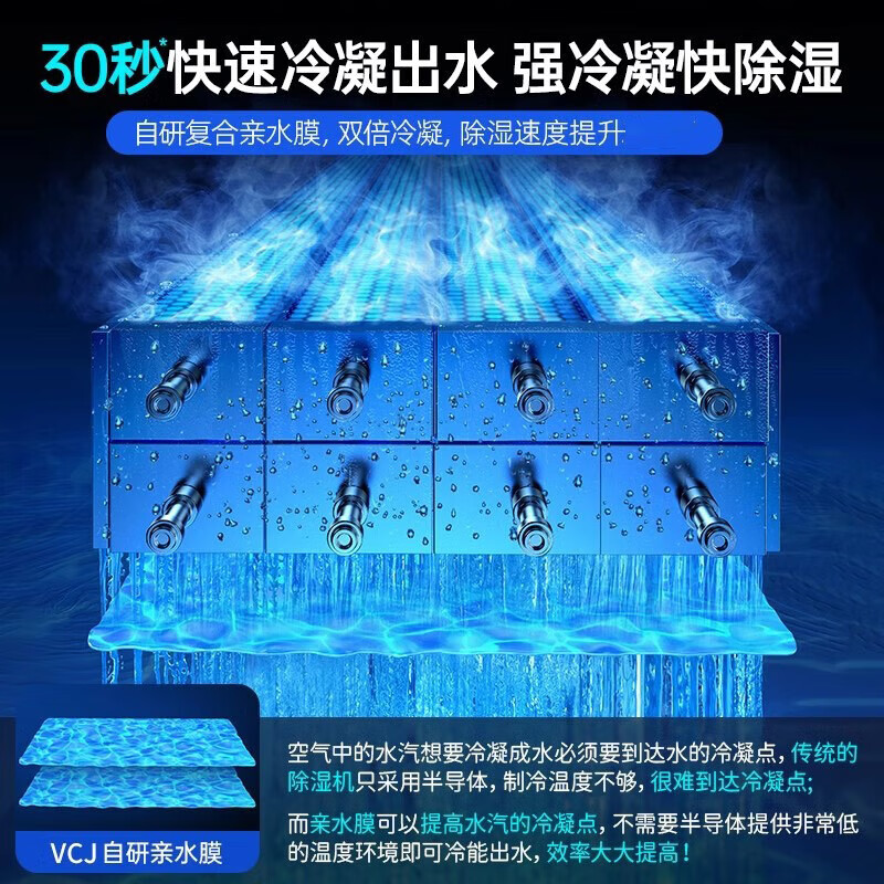 VCJ 200-square-meter whole house dehumidification丨40L water returns to Nantian Dehumidifier Household dehumidifier energy saving subsidy 15% dehumidifier Guangdong industrial drying dryer small moisture absorption 1.5L/day 40 Dual-core condensation + auxiliary drying