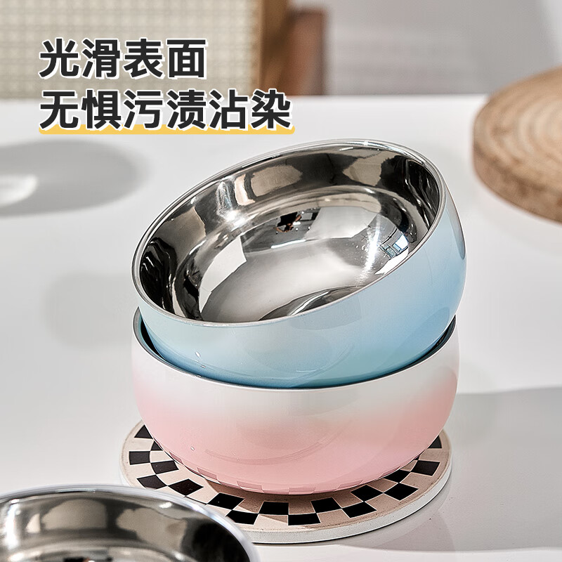 TREEJACK 304 stainless steel gradient color ramen soup bowl, high-looking ice cream salad bowl, double-layer anti-scalding cold noodle bowl