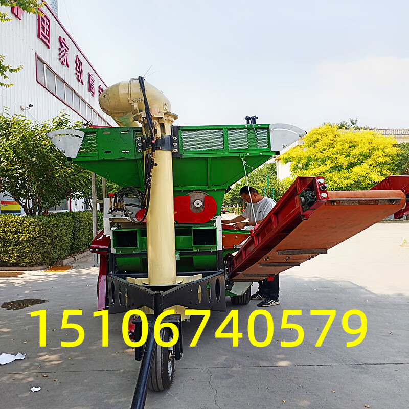 Wen Yijia forklift feeding corn threshing machine large fully automatic threshing machine with high output and high efficiency self-propelled threshing wine red
