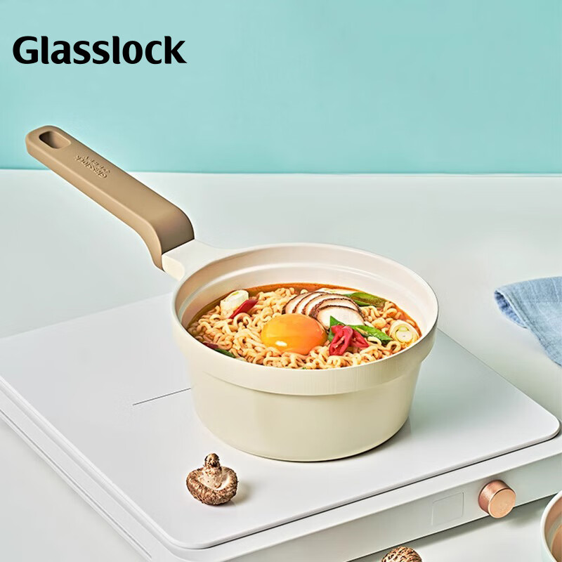 GLASSLOCK small milk pot, baby food supplement, baby small cooking pot, non-stick pan, frying and cooking, multifunctional one-person porridge and instant noodle pot