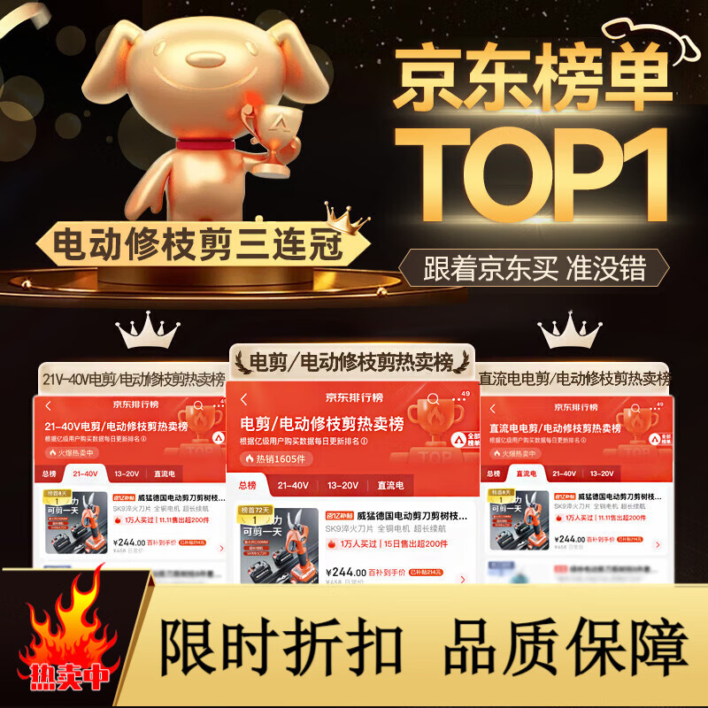 Powerful electric scissors for cutting branches, rechargeable fruit tree garden pruning scissors, pruning scissors, gardening scissors, opening 5CM, two batteries and one charger