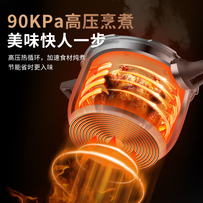 ASD pressure cooker 304 stainless steel six insurance 6.5L pressure cooker gas electromagnetic universal WG1824DN