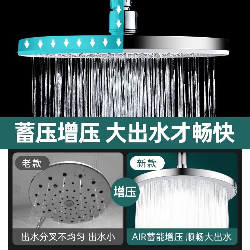 Jiumu Wangshijia pressurized shower head spray large shower head pressurized single-head shower household shower head bath set 10-inch starry sky silver supercharged large water outlet 20 years of quality
