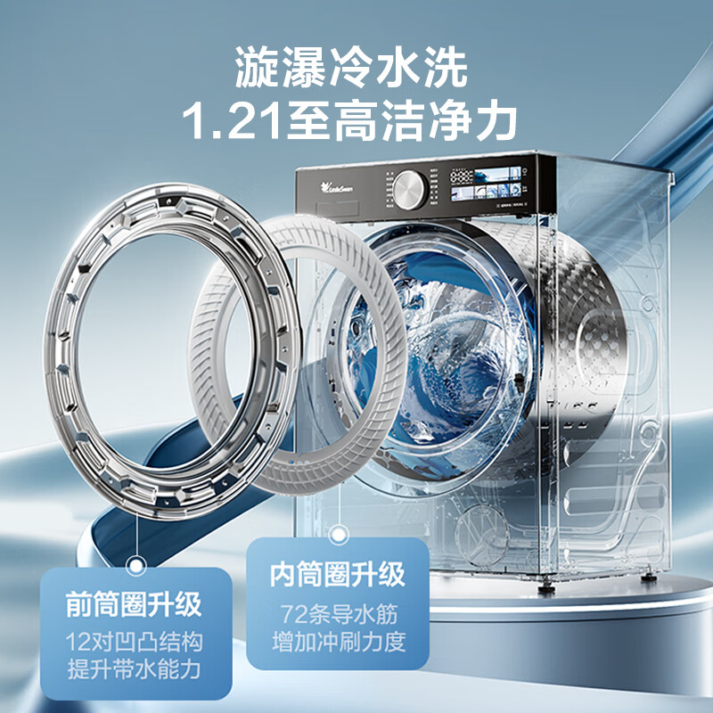 LittleSwan Xiaowumei 3.0 High Luxury Edition Front-loading Washing Machine Fully Automatic 12KG Flat Flat Large Capacity TG12VE40PRO Trade-in State Subsidy JD.com Self-operated
