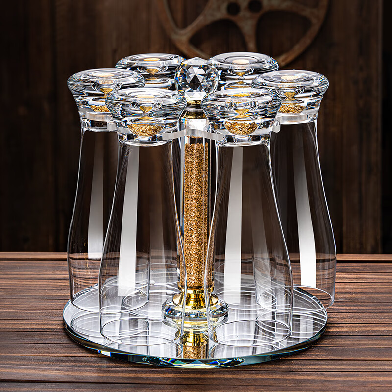 SPEIGLENG French crystal glass beer mug large capacity household light luxury high value special craft beer mug set gold foil large waist 500ml/6 pieces + crystal rotation