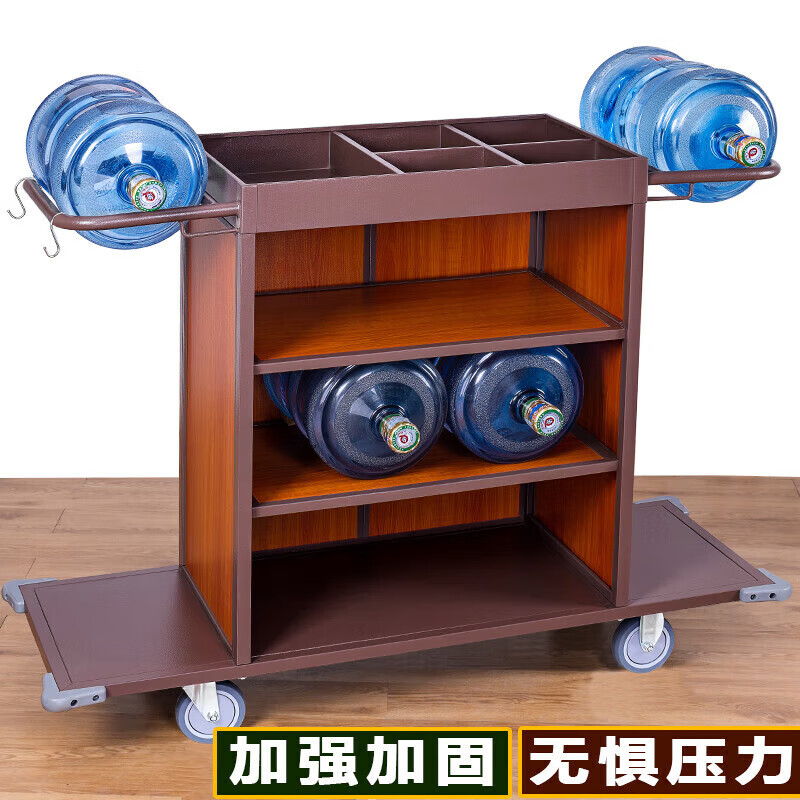 Ba Gang Hotel Double-sided Iron Wood Linen Cart Hotel Cleaning Car Work Truck Guest Room Double-sided Door Cart Iron Style (With Double-Length-Conventional Bags)