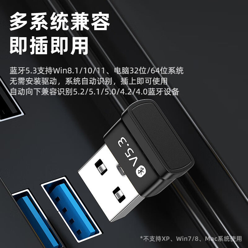 Biaz USB Bluetooth Adapter 5.3 Bluetooth Receiver Transmitter Driver-free Laptop Desktop Connection Keyboard Mouse External Audio Speaker Wireless Bluetooth Headset