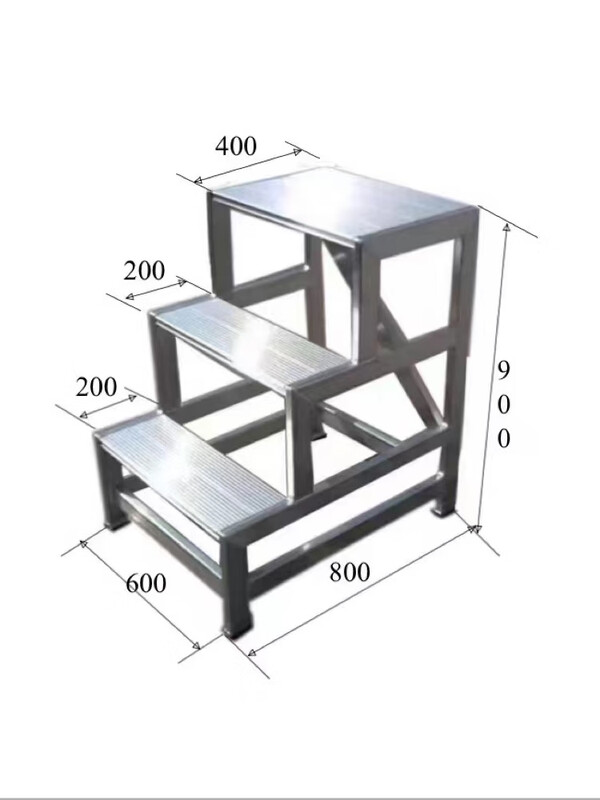 Thickened aluminum alloy steps, two-step three-step ladder, industrial step ladder and stool, workshop production line climbing ladder, thickened four-story height 1200mm, dynamic load 200KG, static load 400KG