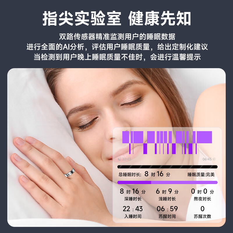KPEP Medical Flagship Blood Oxygen Heart Rate Body Temperature Blood Pressure Sleep Monitoring Remote Control Photography Gestures Page Turning Somatosensory Games Men and Women Couple Sports Ultra-Thin Health Smart Ring