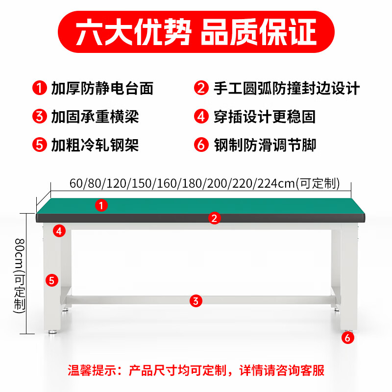 Baigang anti-static workbench heavy-duty fitter operation table length 150 width 120*height 80cm workshop inspection and maintenance experiment table packing table