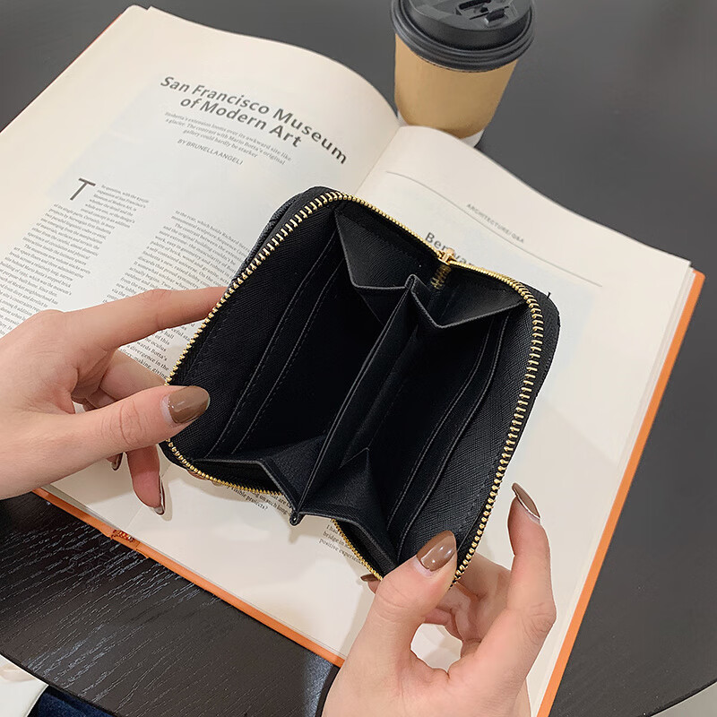 Kangaroo wallet women's long zipper embroidery fashion versatile mobile phone wallet short wallet large capacity European and American style coin purse sheepskin pattern short