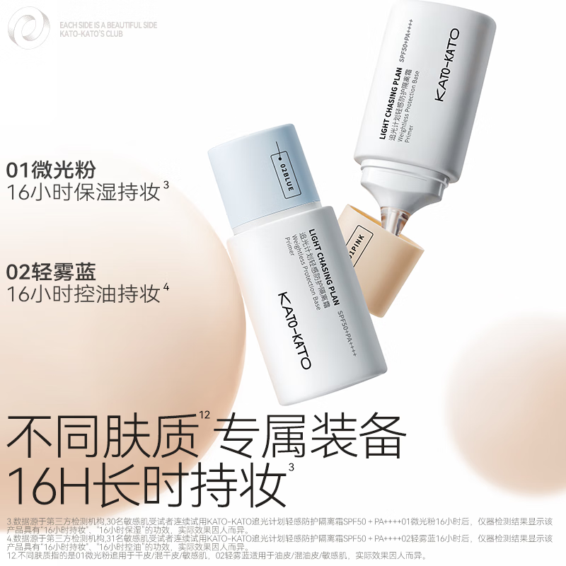KATO-KATO Light Protective Isolation Cream Moisturizing Concealer Sunscreen Repair SPF50+PA+++ Gift 01 Shimmer Powder 30g - Suitable for dry skin/combination dry skin