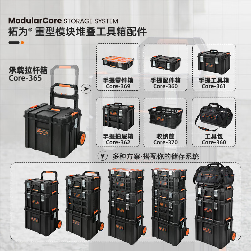 Tactix heavy-duty stacking tool box three-piece combination large-capacity storage box thickened industrial household 320368CLN
