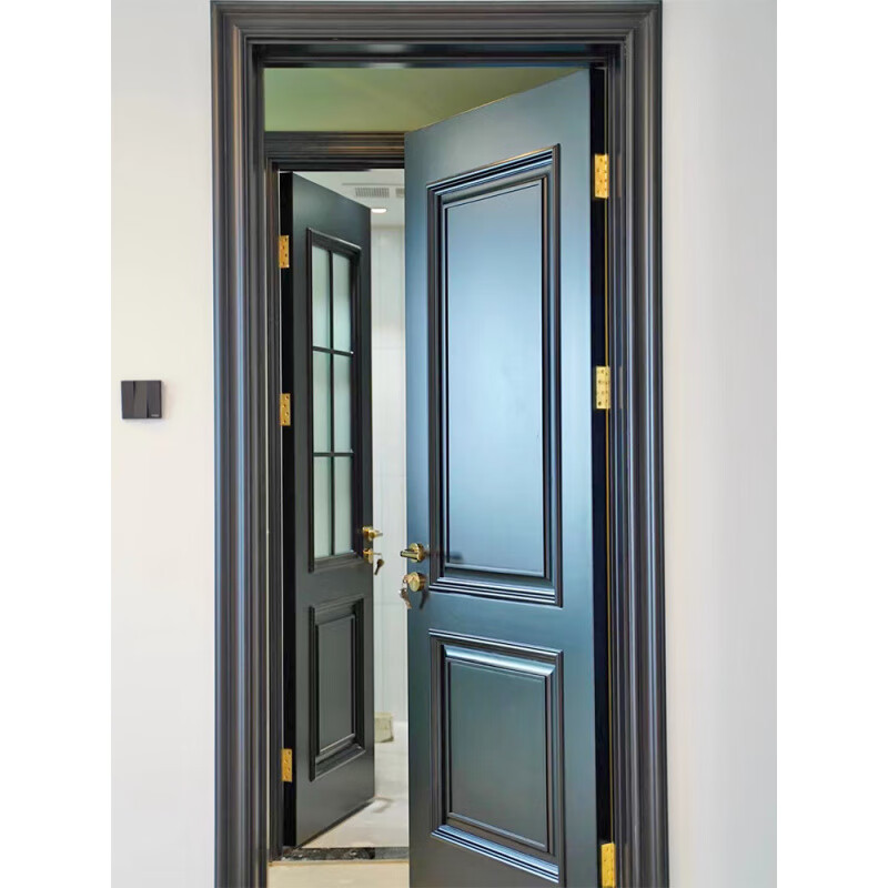 Black retro French pure solid wood paint bedroom set room door American ecological kitchen and bathroom door customization Customized style/material/color consultation customer service