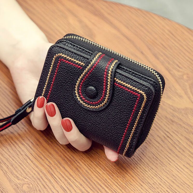 Ye Yu 2025 Trendy European and American Fashion Small Wallet Women's Genuine Leather Texture Anti-Theft Swipe Multi-Card Slot Card Holder Soft Leather Wallet Black Regular Edition