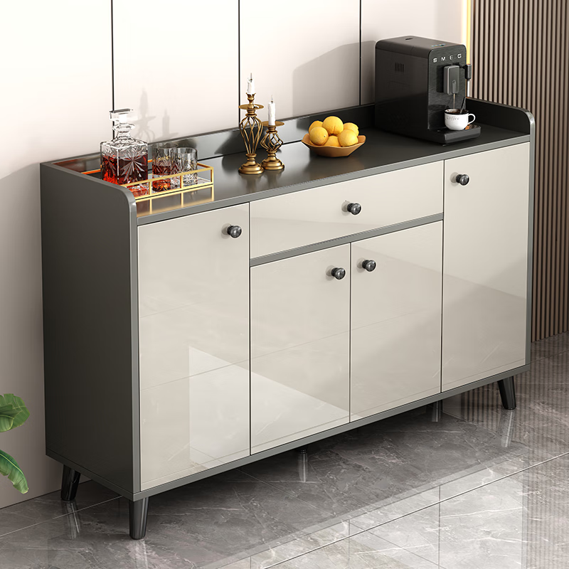 Konosu Light Luxury Sideboard Cupboard Living Room Wall Storage Cabinet Multi-Function Storage Cabinet Modern Simple Tea Cabinet Wine Cabinet Recommended Four Doors and One Drawer Sky Gray 120*34*98cm Self-installation